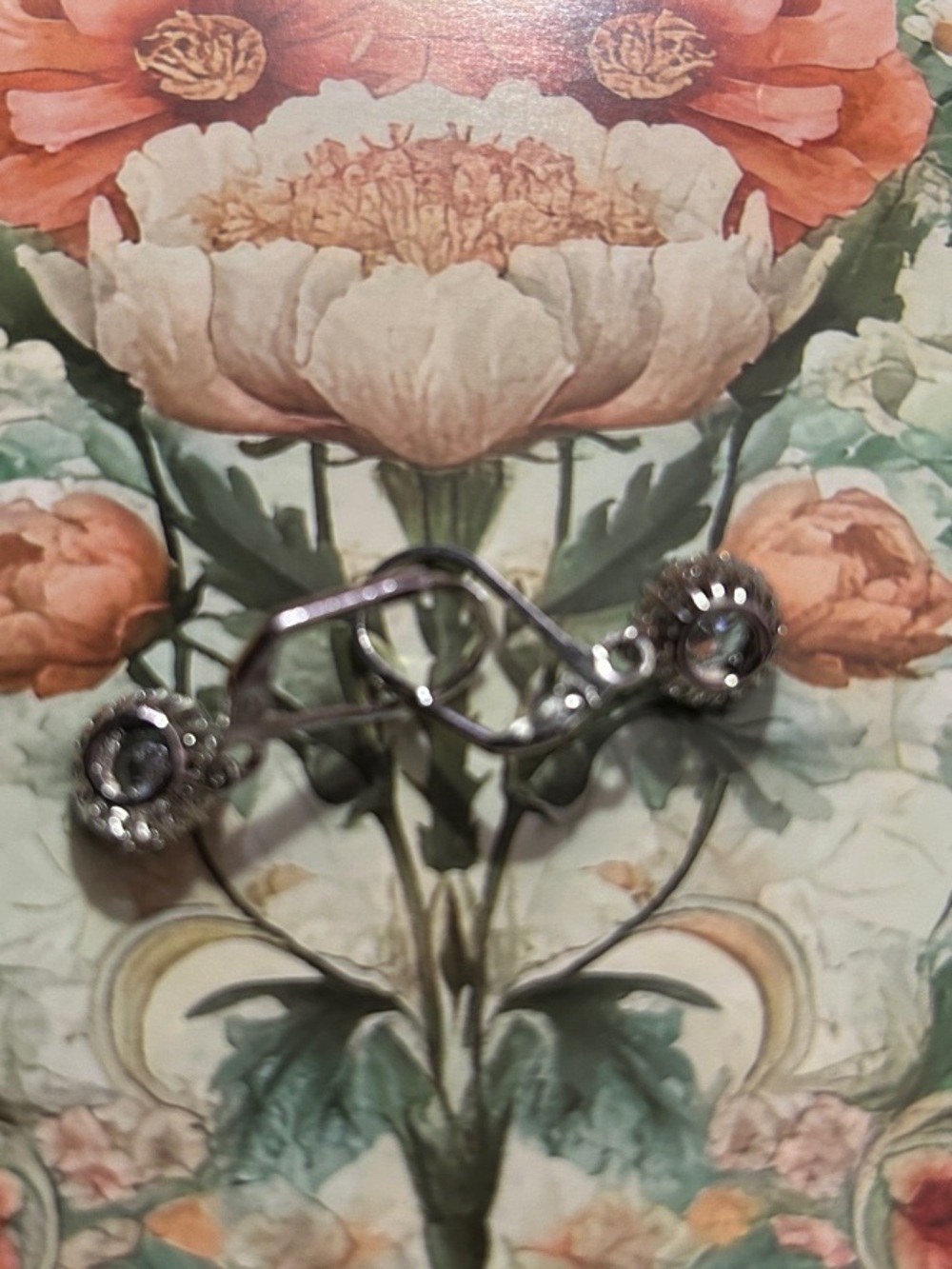 925 Silver Crystal Cluster Drop Earrings in a Gorgeous Halo Setting NEW $58 MSRP - Picture 4 of 5